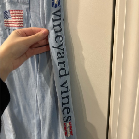 Light Blue Patriotic Vineyard Vines Small Long Sleeve Tee - Picture 4 of 5